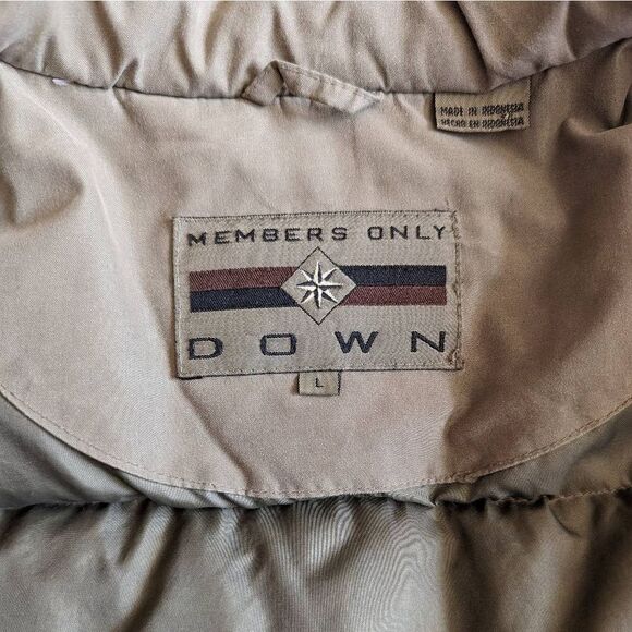 Vintage Members Only Jacket Men's Down Filled Puffer Jacket Tan Size Large - Picture 9 of 13